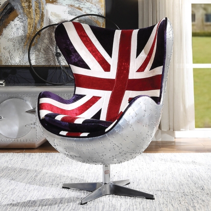 Brancaster British Flag Accent Chair with Swivel