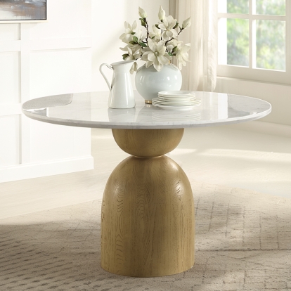 Kala Round Dining Table with Marble Top