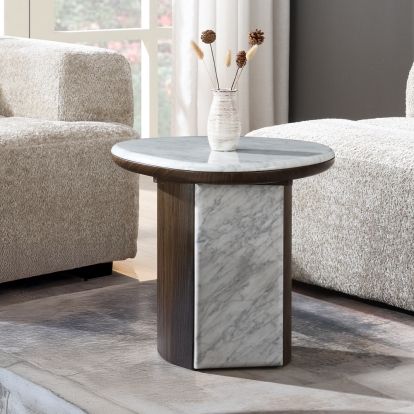 Haidar End Table with Natural Marble