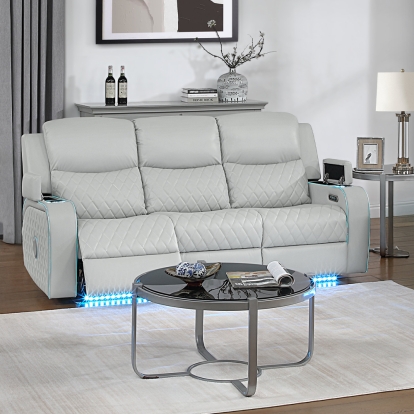 Elonzo Power Motion Sofa with LED, Power Headrest & Speaker