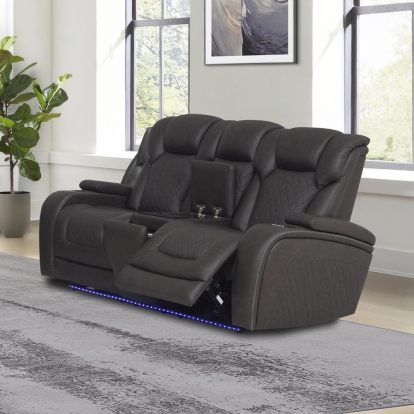 Wendell Power Motion Loveseat with Console, Wireless Charger, Storage, USB & LED